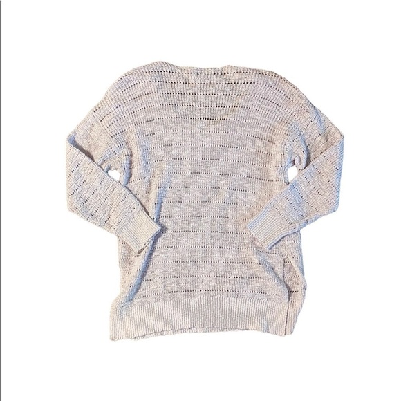 American Eagle Women's Open Stitch Knit Sweater Size M Pink V Neck Crochet - Picture 2 of 10